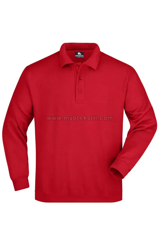 Nakışlı Sweatshirt Polo Yaka