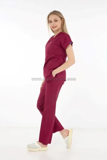 Bordo Scrubs Takım